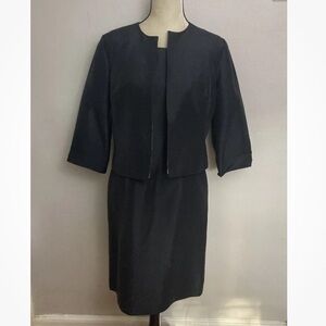 3-29 Coldwater Creek Silk Dress set Jacket 10p 10 Petite Suit